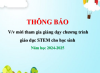 Thông báo V/v mời tham gia giảng dạy chương trình giáo dục STEM cho học sinh năm học 2024-2025