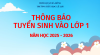 THÔNG BÁO TUYỂN SINH VÀO LỚP 1 NĂM HỌC 2025-2026