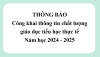 Thông báo Công khai thông tin chất lượng giáo dục tiểu học thực tế năm học 2024 - 2025
