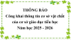 Thông báo công khai thông tin cơ sở vật chất của cơ sở giáo dục tiểu học năm học 2025 - 2026